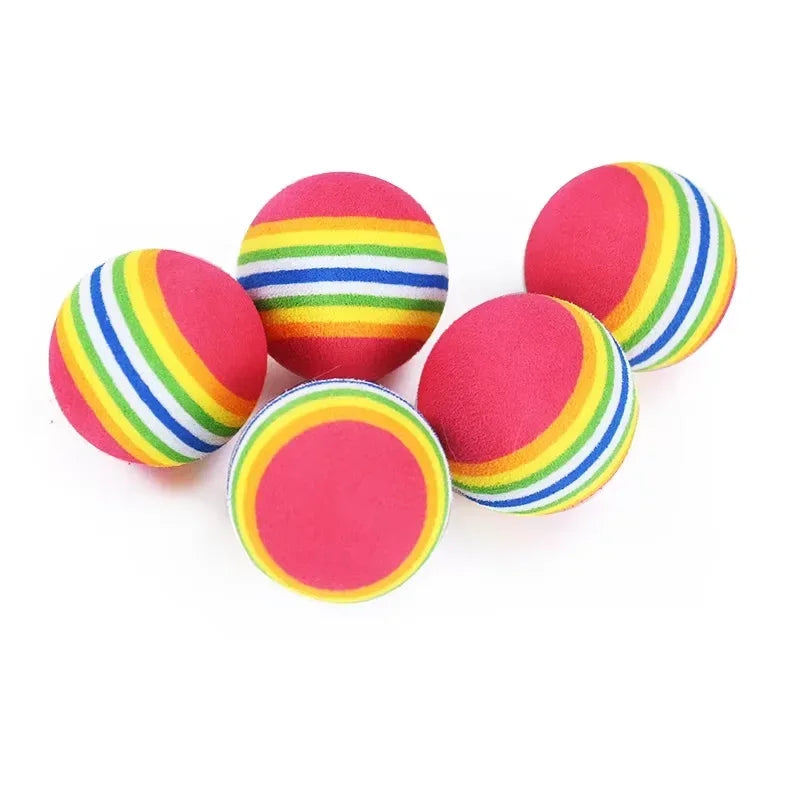 Rainbow Cat Toy Balls - Interactive Rattle Scratch Chew Balls for Cats and Dogs