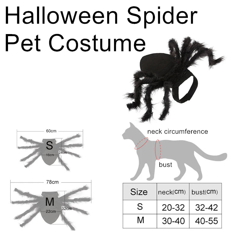 Halloween Spider Costume for Dogs and Cats, Funny Pet Cosplay Outfit