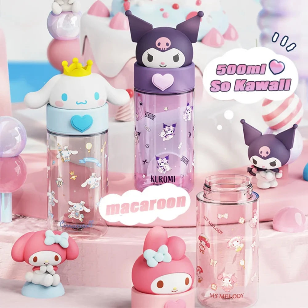 Sanrio 500ml Water Bottle Cup – Kawaii Hello Kitty, Kuromi & Cinnamoroll Portable Tumbler
