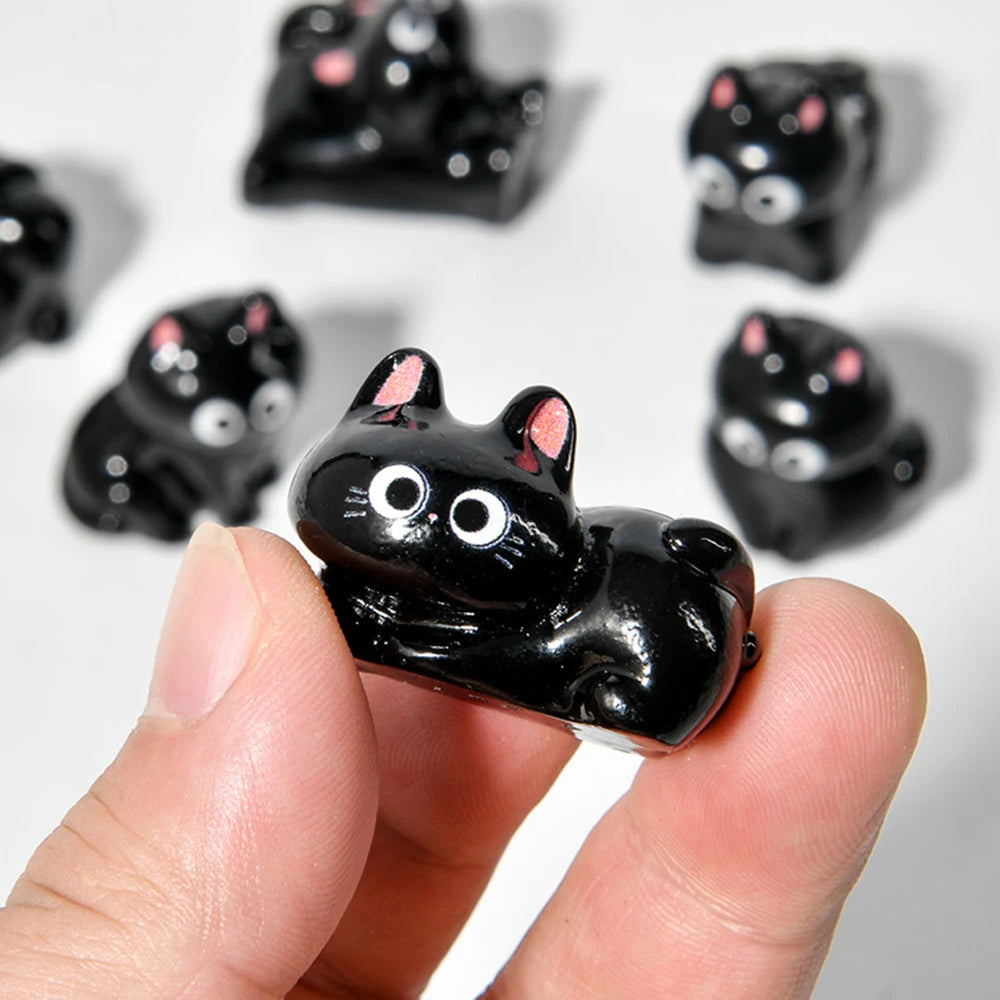 Black Cat Resin Figurine Mini Cartoon Animal Ornament Desktop Decoration Car Micro-Landscape