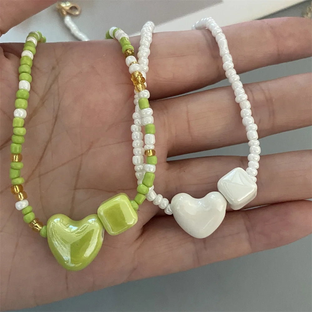 Cute Geometric Seed Bead Choker Necklace - Trendy Gift for Women