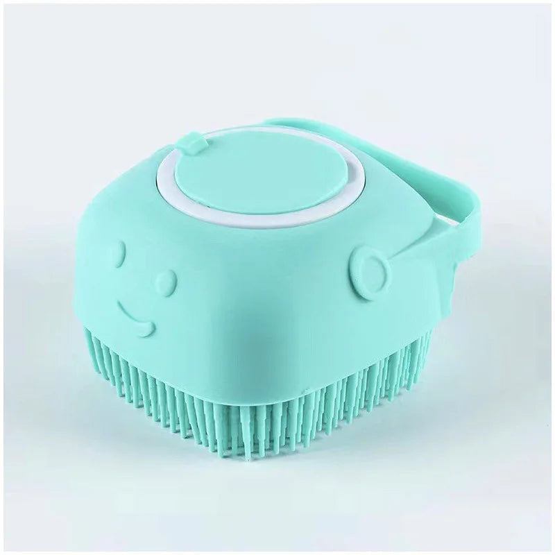 Soft Silicone Dog Bathing Brush - Pet Massage Shampoo Dispenser Grooming Tool