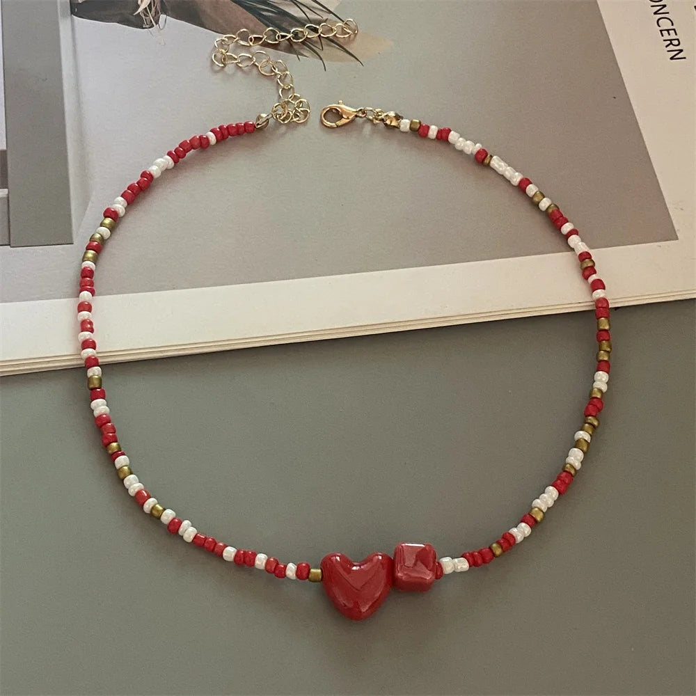Cute Geometric Seed Bead Choker Necklace - Trendy Gift for Women