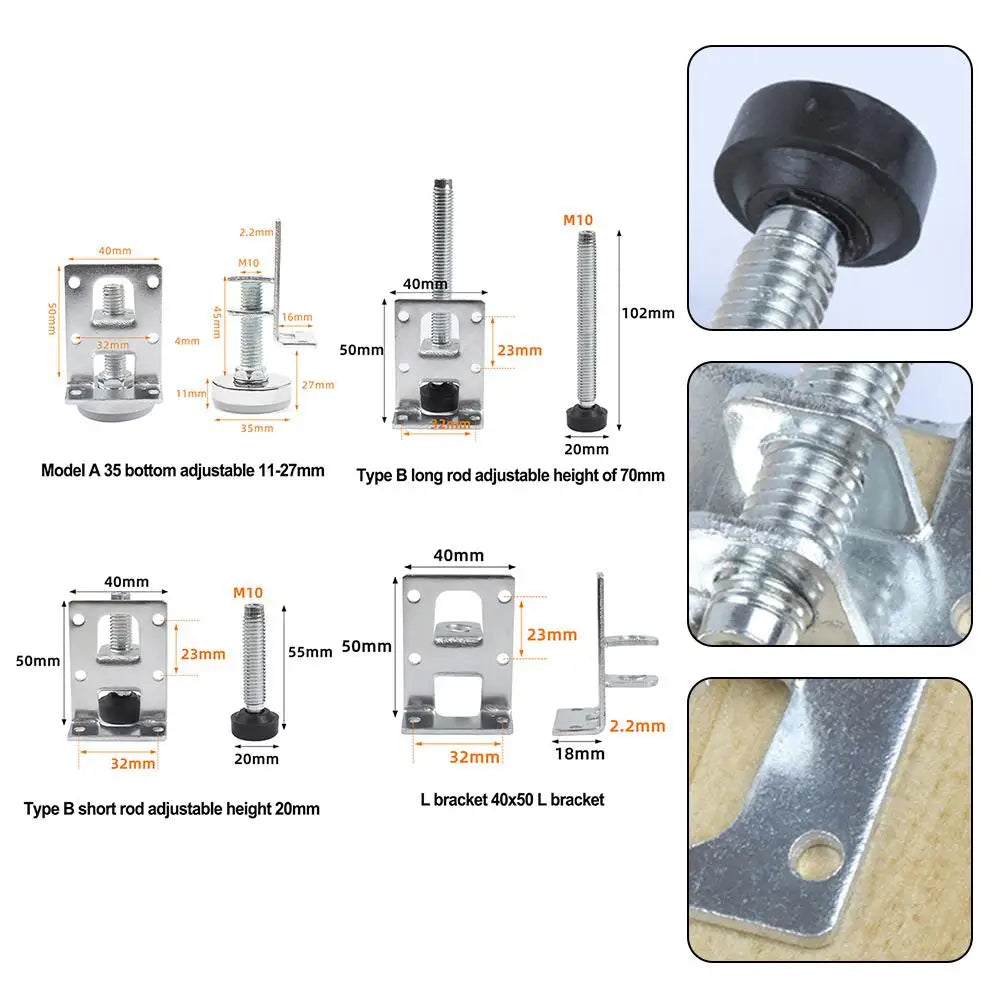 Heavy Duty Adjustable Furniture Leveling Feet – Leveler Legs for Cabinets, Tables, Workbench & Shelves