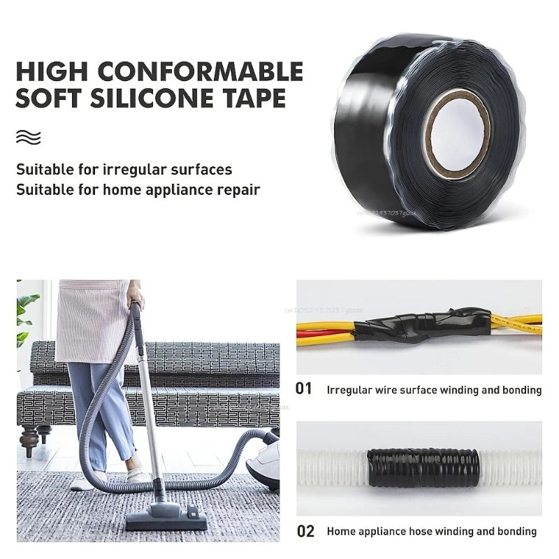 Self Fusing Silicone Tape – Waterproof Emergency Pipe & Hose Repair Wrap, Heavy Duty Sealing Tape