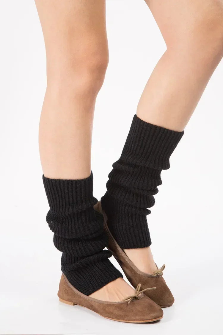 Y2K Knitted Wool Leg Warmers – Slouchy Winter Boot Socks for Women