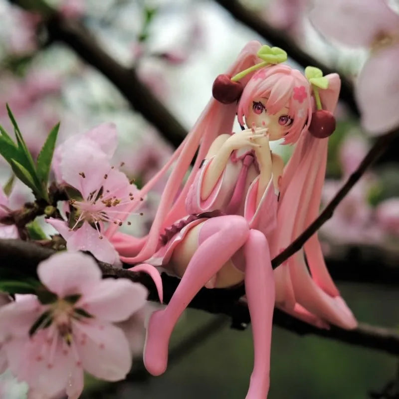 Hatsune Miku Anime Figure Pink Dress Cherry Blossom Model Collectible Gift