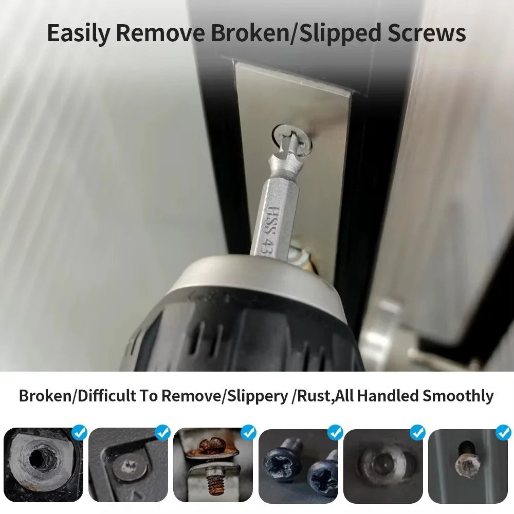 Screw Extractor Set, 6pc Double Headed HSS Broken Bolt Remover Kit