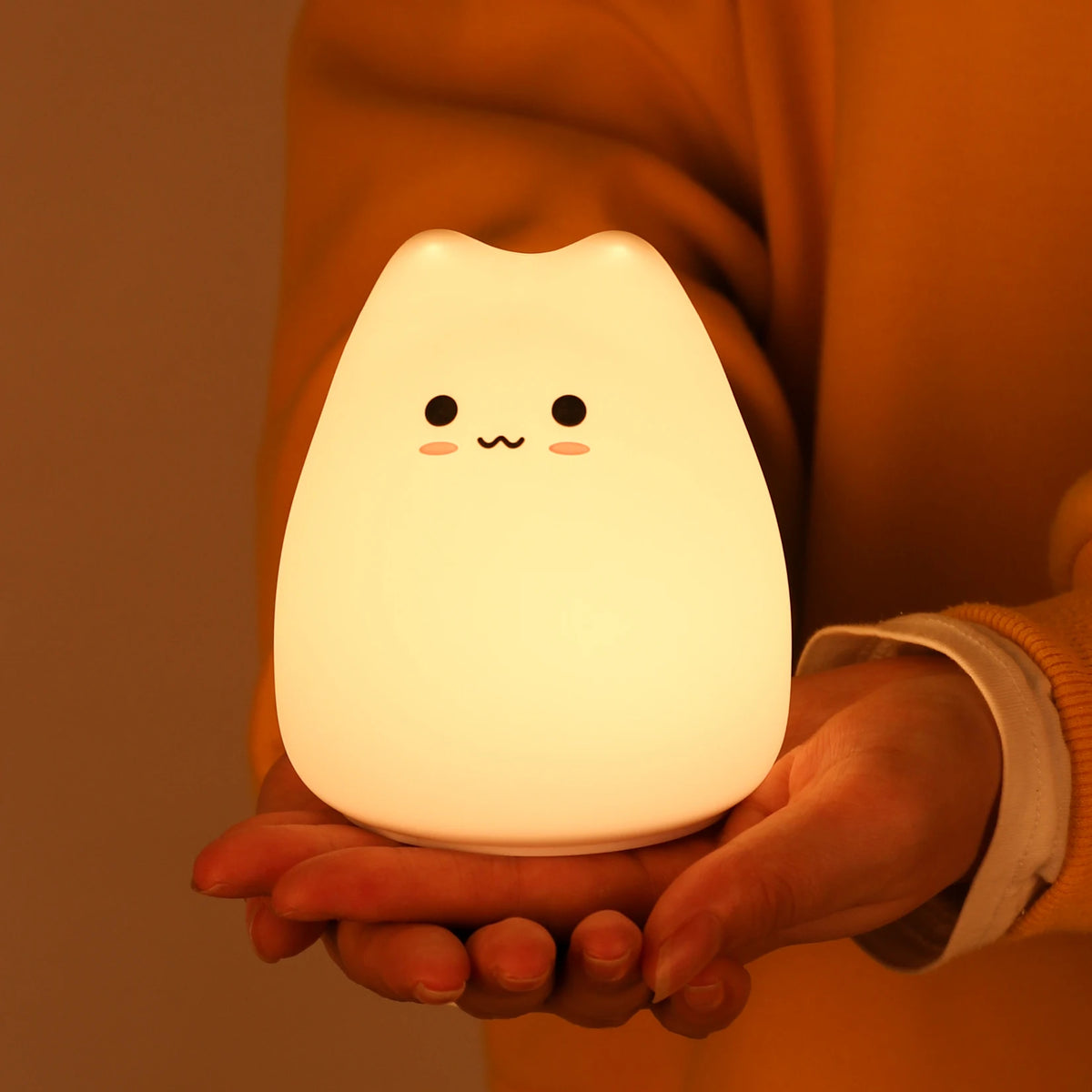 Mini Cat Touch Night Lamp Silicone LED Kids Bedside Nursery Light Gift