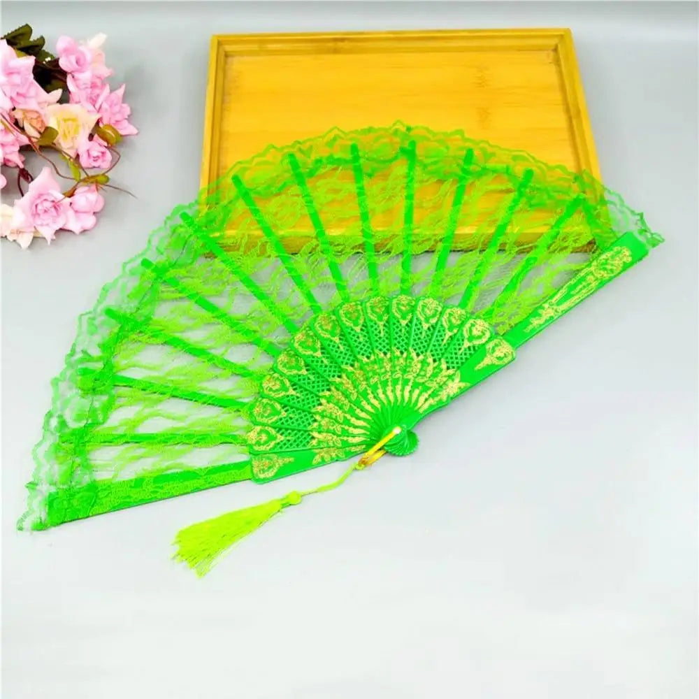 Lolita Lace Hand Fan – Gothic Victorian Folding Fan with Rose, Black White Red