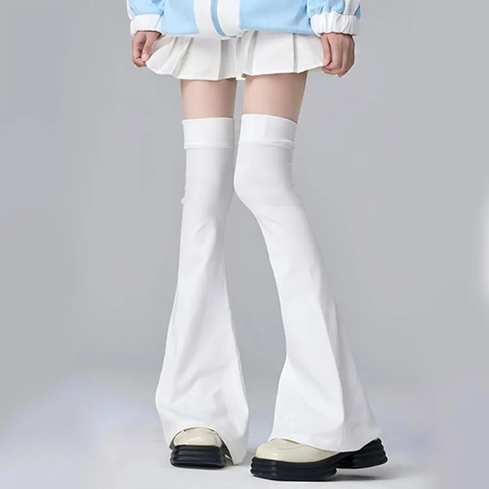 Y2K Gothic Lolita Over Knee Leg Warmers Black White Horn Cuff Punk Harajuku Socks