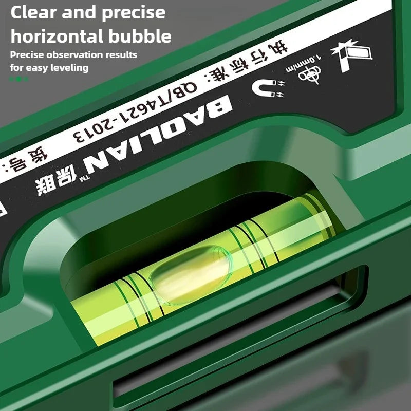 Magnetic Three Bubble Level Ruler 230mm – Mini Shockproof Spirit Level 0° 45° 90° Gauge