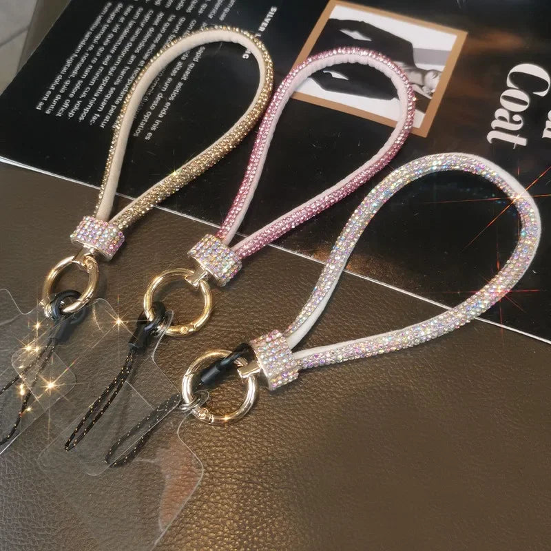 Rhinestone Phone Lanyard – Bling Crystal Wrist Strap & Phone Charm Chain for Women