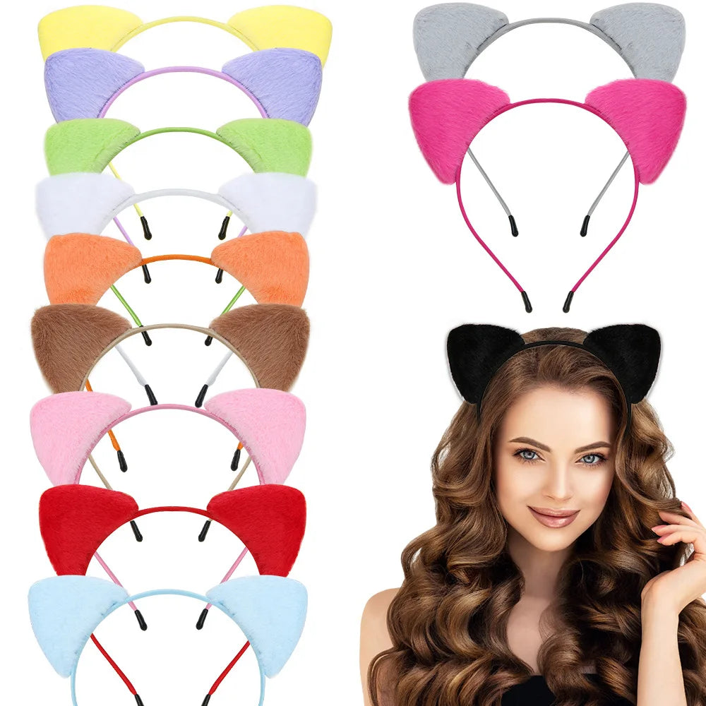 Cute Furry Cat Ears Headband – Cosplay Fancy Dress Hairband for Women & Girls