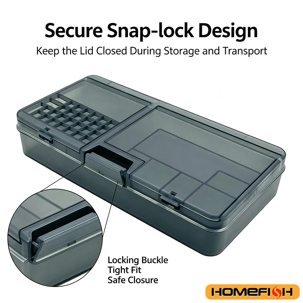 Plastic Storage Box Organizer, Grid Compartment Case for Screws, Hardware & Parts