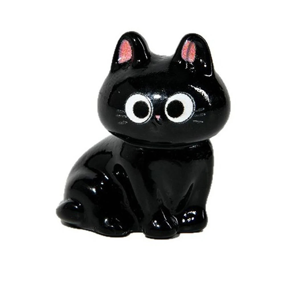 Black Cat Resin Figurine Mini Cartoon Animal Ornament Desktop Decoration Car Micro-Landscape