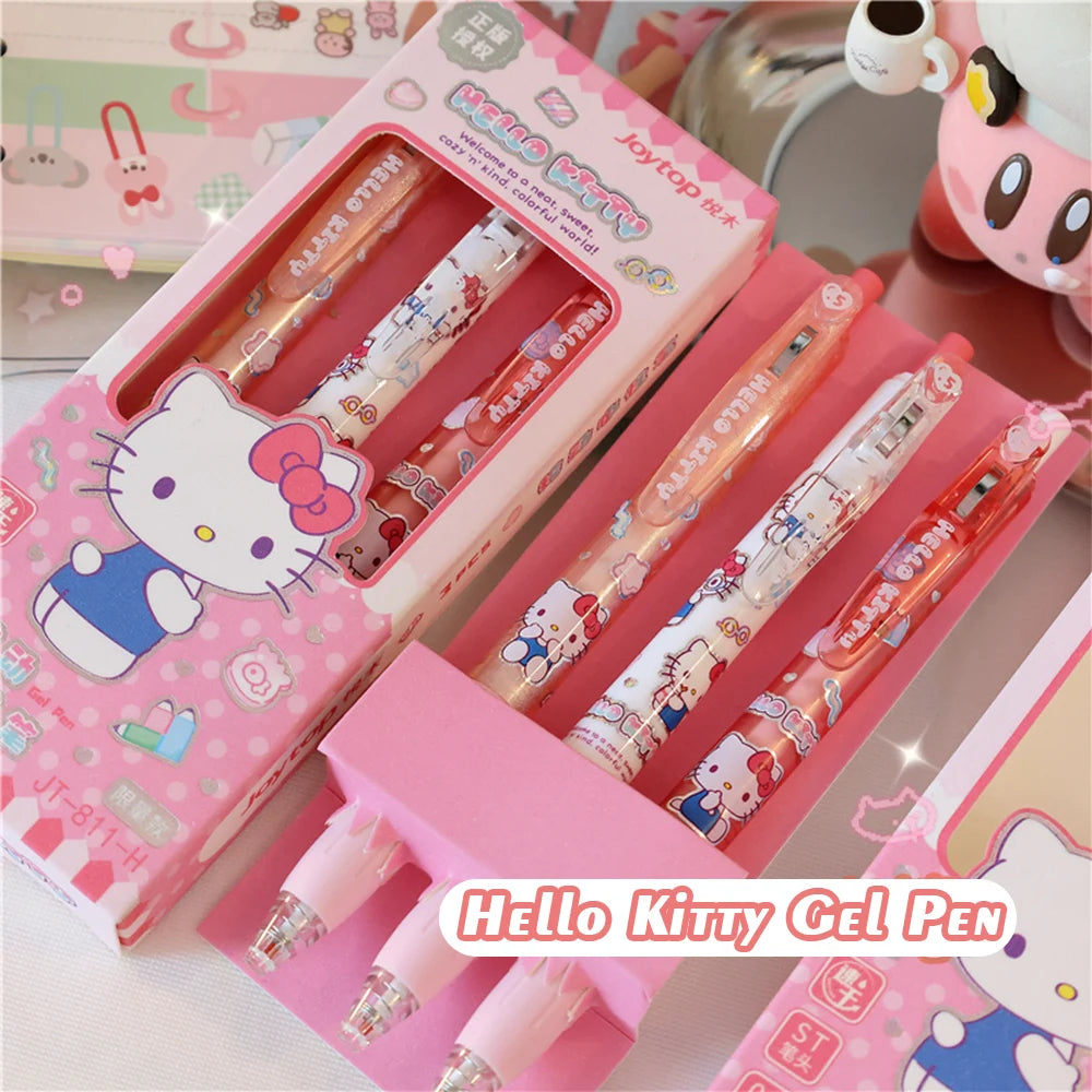 Sanrio Gel Pens 3-Pack – Kawaii Hello Kitty, Kuromi & Cinnamoroll 0.5mm Black Ink Pens