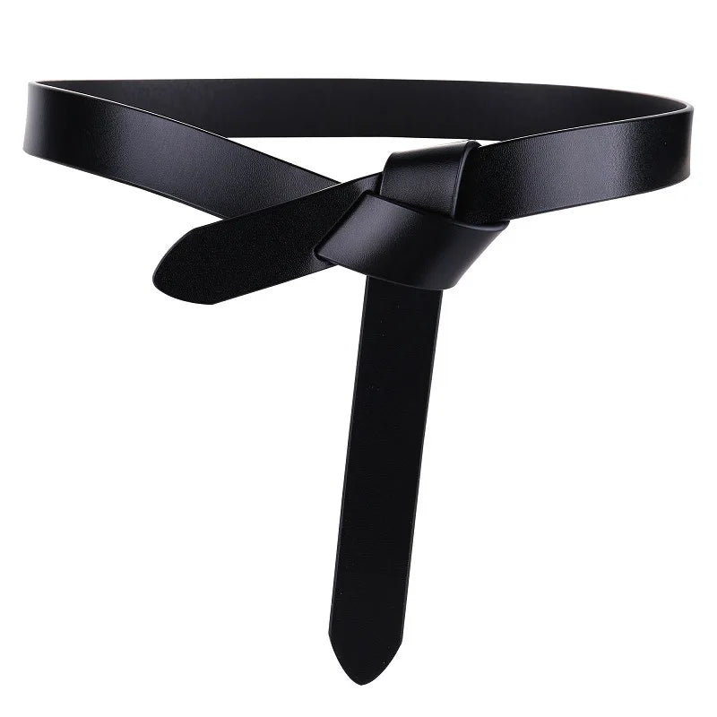 Genuine Cowhide Leather Knotted Belt for Women – Soft Gothic Retro Corset Girdle for Dresses