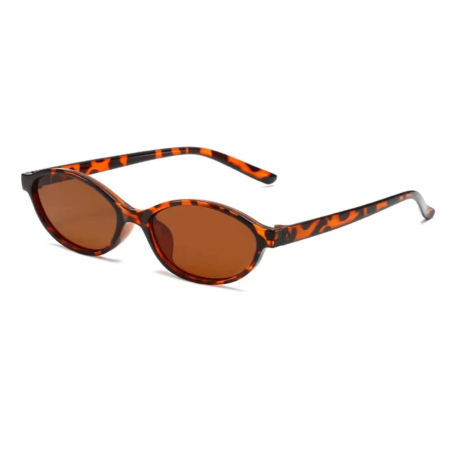Retro Oval Cat Eye Sunglasses for Women, Y2K Trendy Narrow 90s Designer Shades
