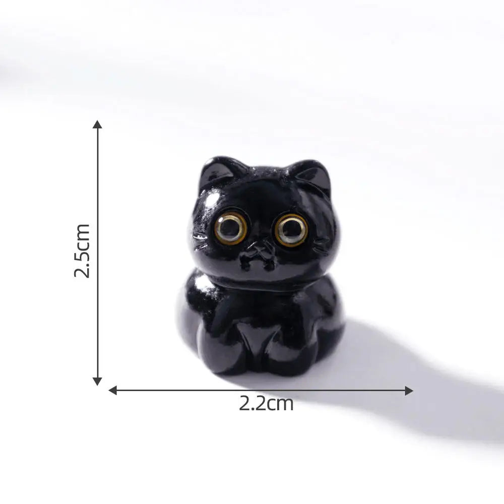 Black Cat Resin Figurine Mini Cartoon Animal Ornament Desktop Decoration Car Micro-Landscape