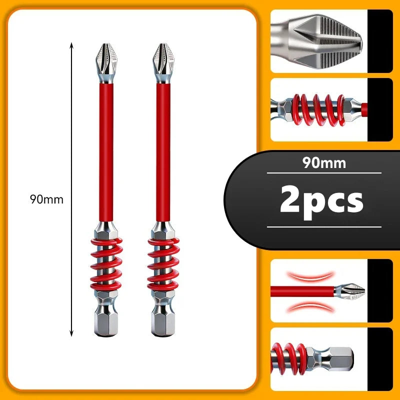 Spring Anti-Slip Screwdriver Bits – Serrated Tip Drill Bit Set for Stripped & Hard-to-Hold Screws