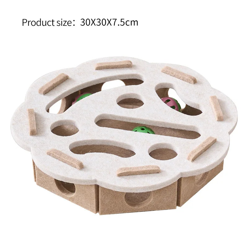 Felt Cat Puzzle Toy Box – Interactive Maze Tunnel with Bell Ball for Indoor Cats