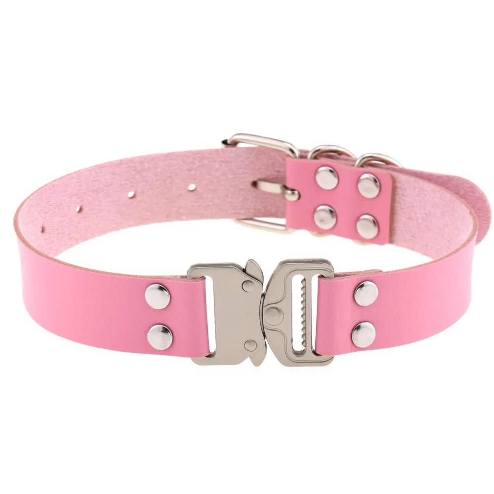 Gothic Harajuku Buckle Choker Necklace - PU Leather Eye-Splice Collar for Anime Cosplay Jewelry