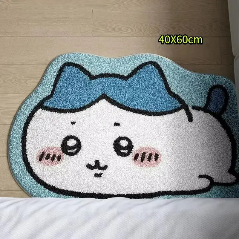 Hachiware Usagi Plush Floor Rug, Non-Slip Kawaii Anime Bathroom Carpet Decor