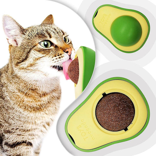 Avocado Catnip Ball Rotatable Cat Toy - Wall Stickup Mint Ball for Kittens
