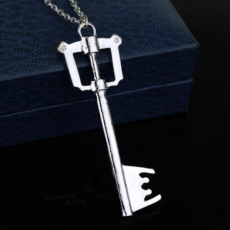 Kingdom Hearts Sora Key Blade Chain Pendant Necklace - Crown Charm Choker for Cosplay & Gaming Fans