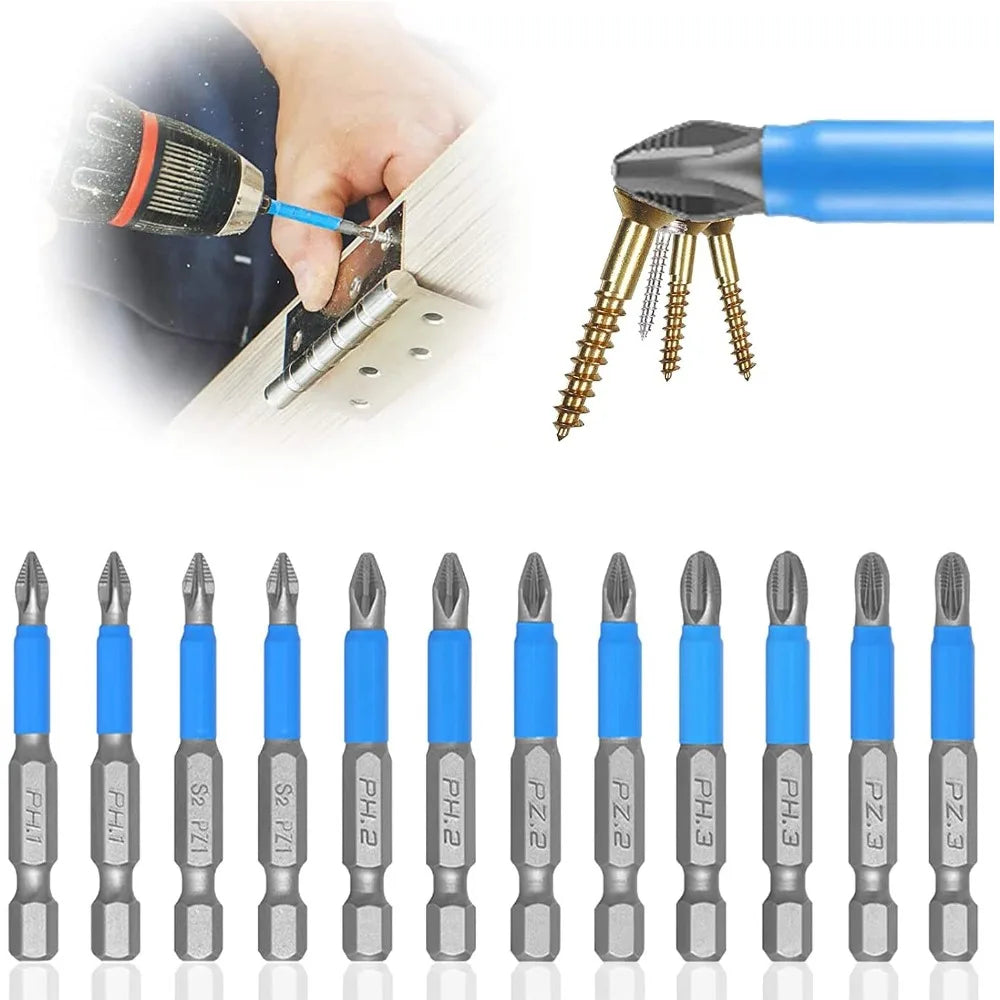 6-Piece Hexagonal Handle Phillips & Pozi Screwdriver Bit Set, 50mm