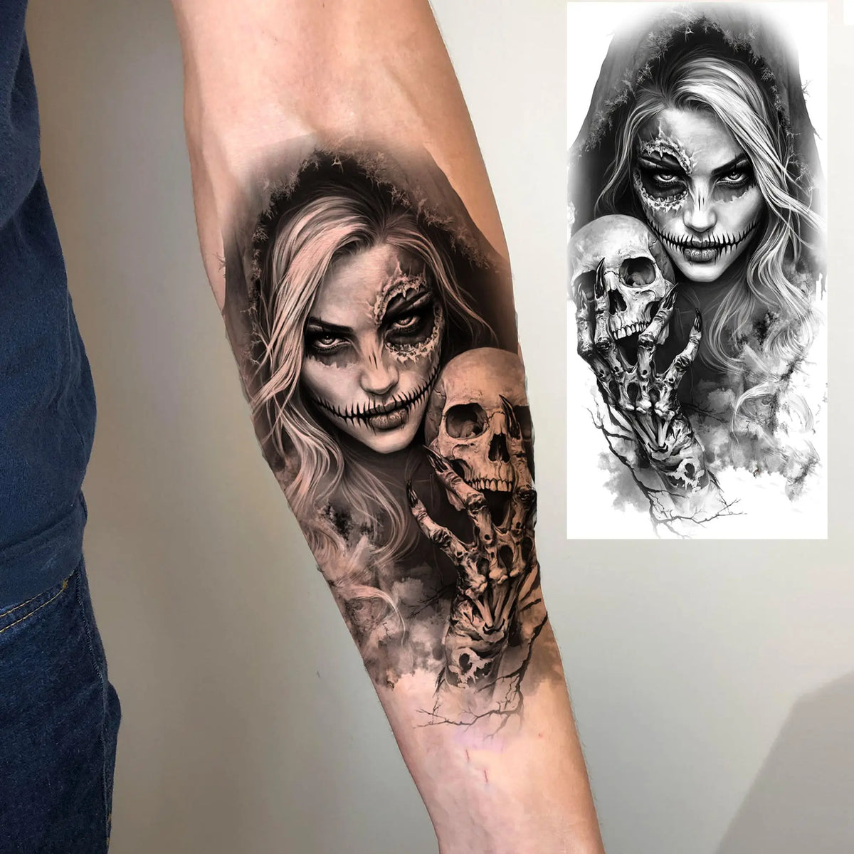 Full Arm Temporary Tattoo Sleeve, Waterproof Realistic Fake Tattoos for Men and Women