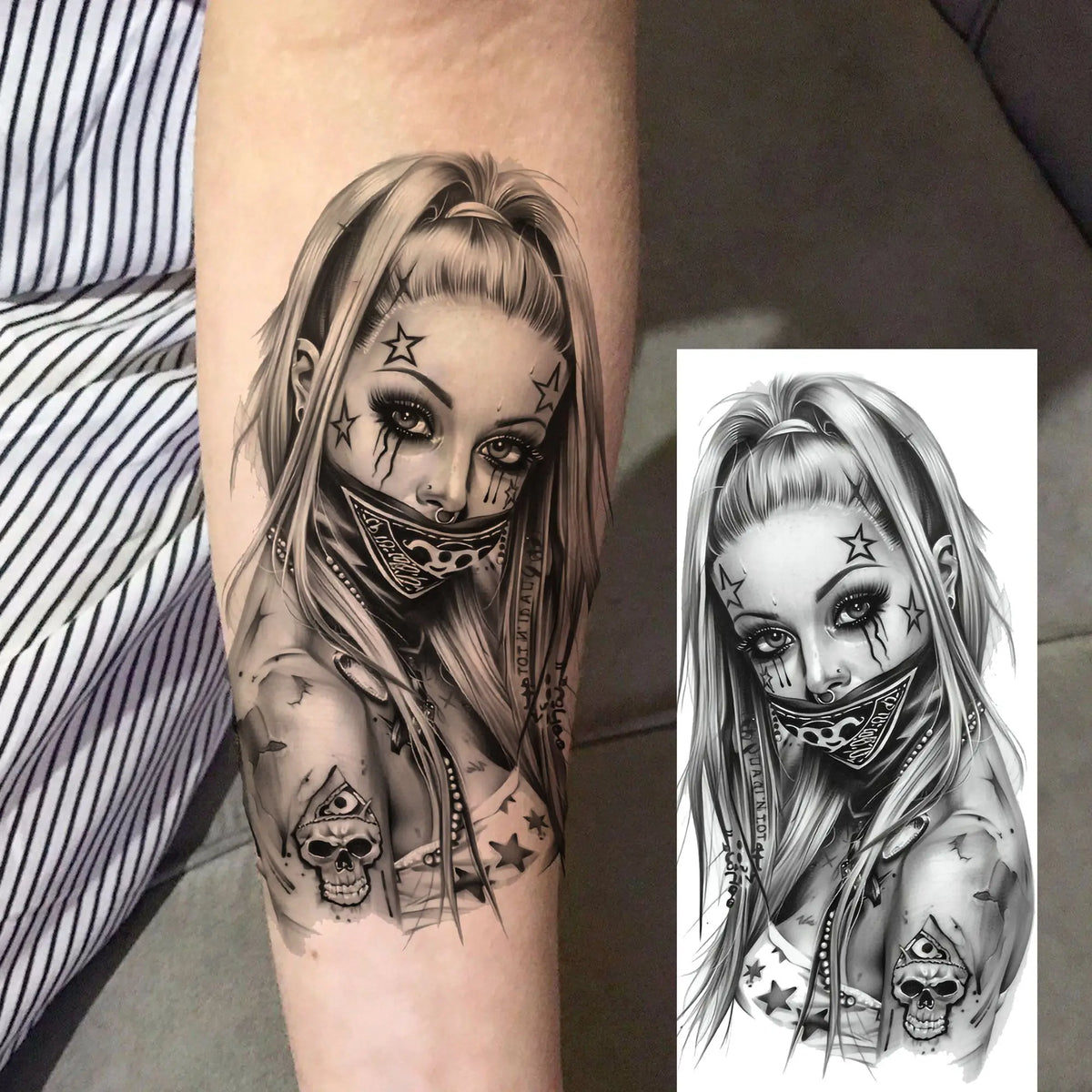 Full Arm Temporary Tattoo Sleeve, Waterproof Realistic Fake Tattoos for Men and Women