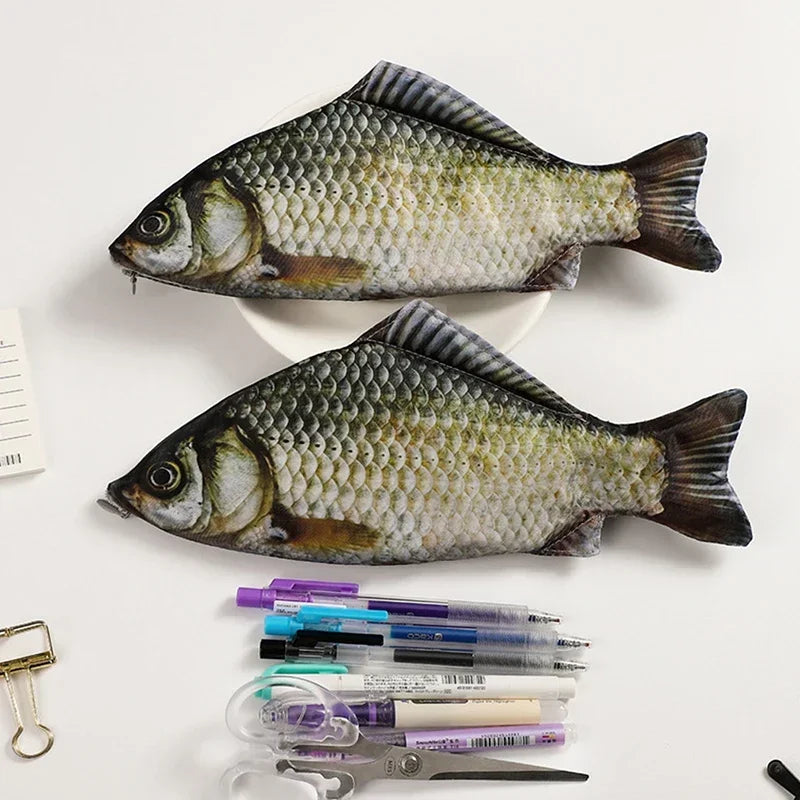Carp Shaped Pencil Case Cute Fish Pen Pouch Portable Student Stationery Bag