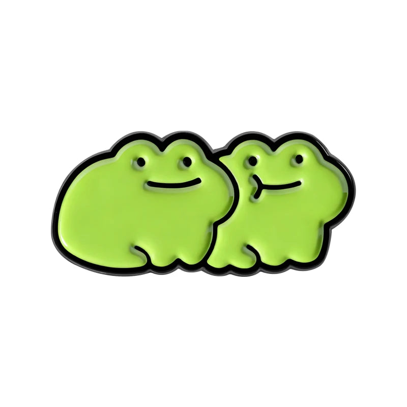 Funny Frog Meme Enamel Pin – Cute Cartoon Muscle Frog Brooch for Backpacks, Jackets & Lapels