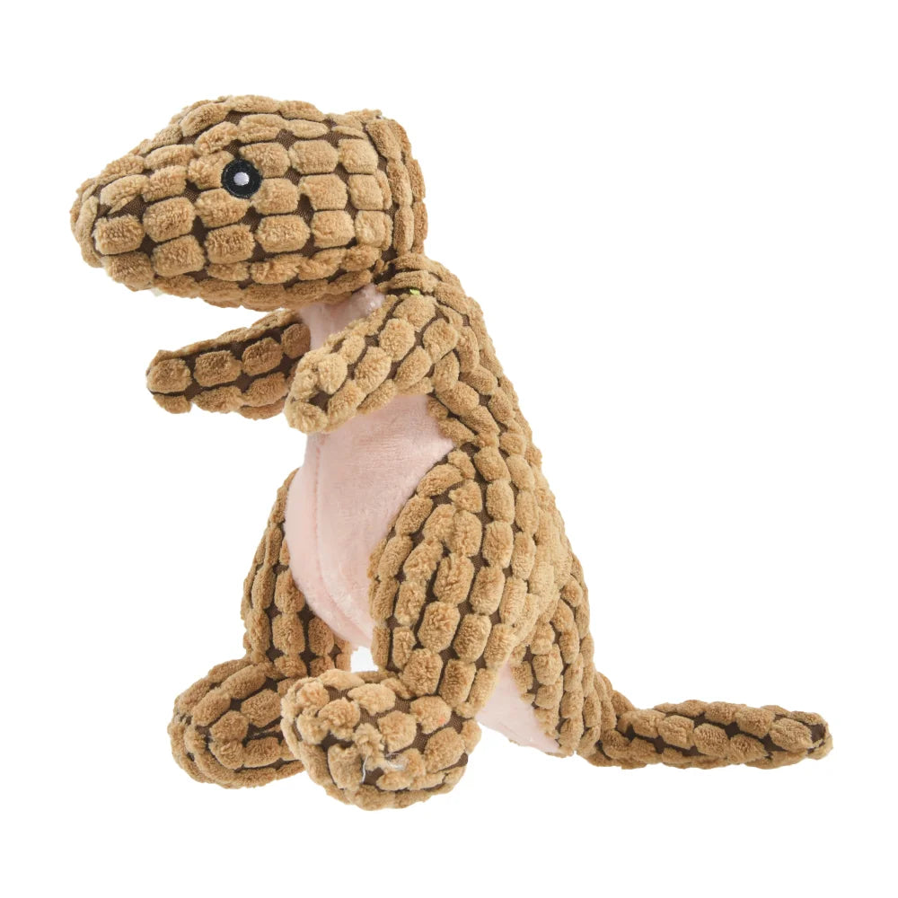 Plush Dinosaur Dog Chew Toy - Interactive Stuffed Pet Toy for Small Dogs & Cats