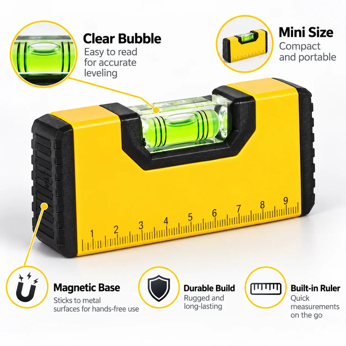 100mm Magnetic Pocket Spirit Level - Precision Aluminum Bubble Level for Woodworking