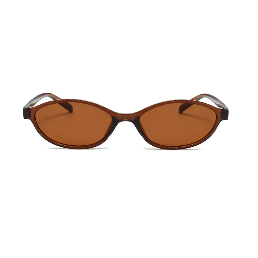 Retro Oval Cat Eye Sunglasses for Women, Y2K Trendy Narrow 90s Designer Shades