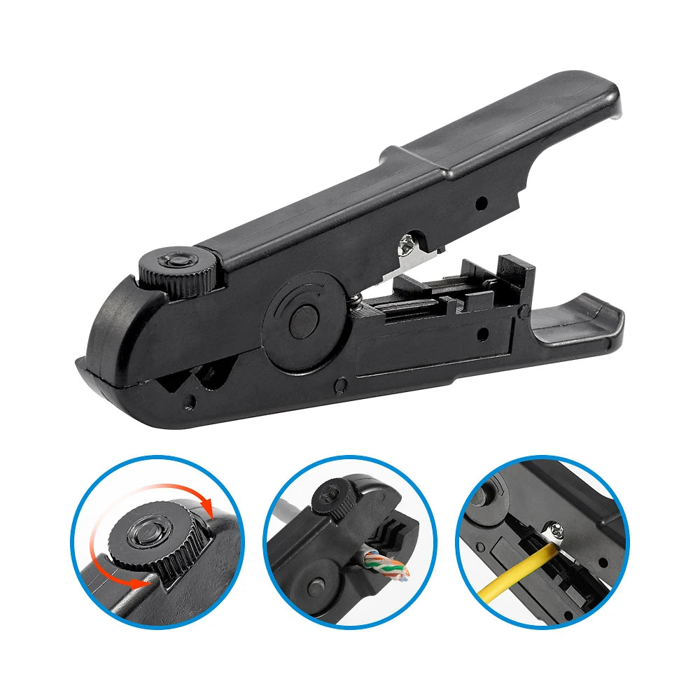Ethernet Cable Wire Stripper & Cutter Tool for CAT5E CAT6 CAT7 Round Cable, DIY