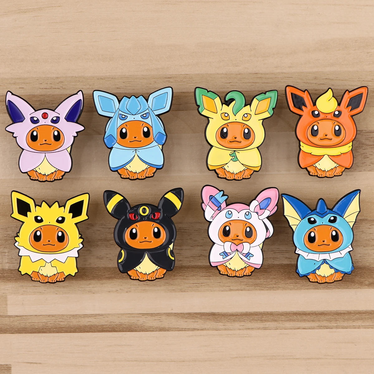Cute Eevee Evolution Enamel Pins – Kawaii Cartoon Character Brooch Set for Backpacks, Jackets & Lapels