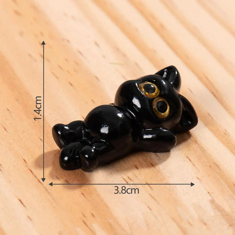Black Cat Resin Figurine Mini Cartoon Animal Ornament Desktop Decoration Car Micro-Landscape