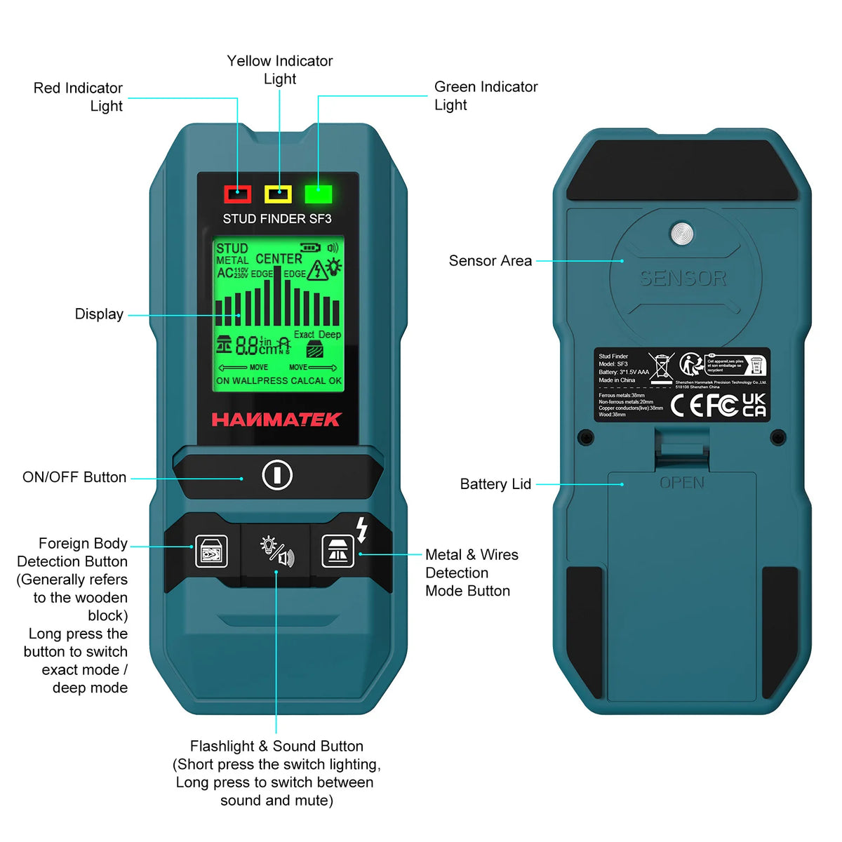 4-in-1 Stud Finder Wall Scanner for Wood, Metal & Live Wire Detection