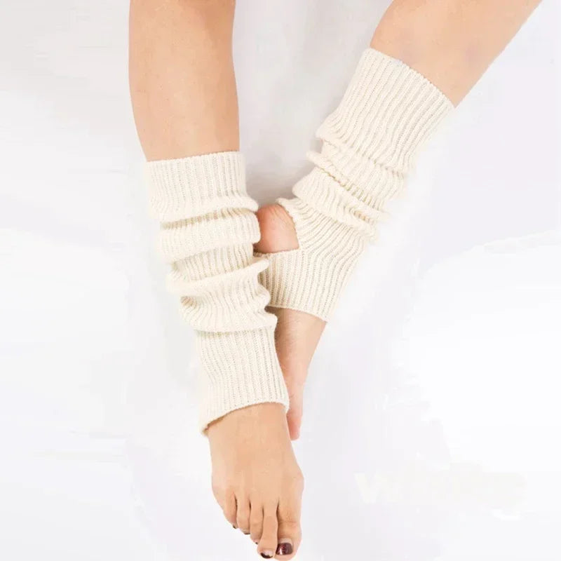 Y2K Knitted Wool Leg Warmers – Slouchy Winter Boot Socks for Women