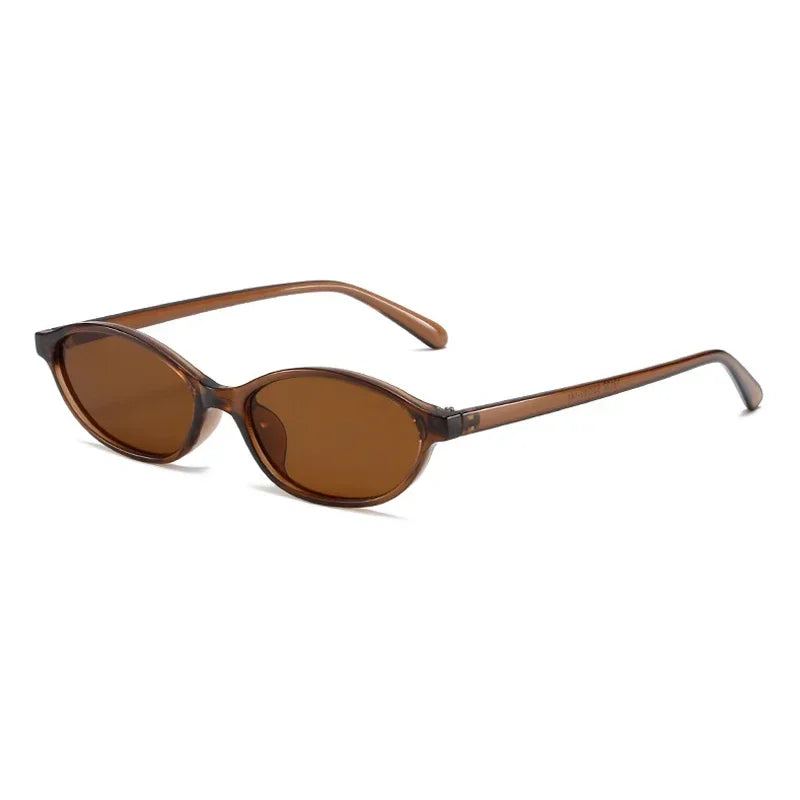 Retro Oval Cat Eye Sunglasses for Women, Y2K Trendy Narrow 90s Designer Shades