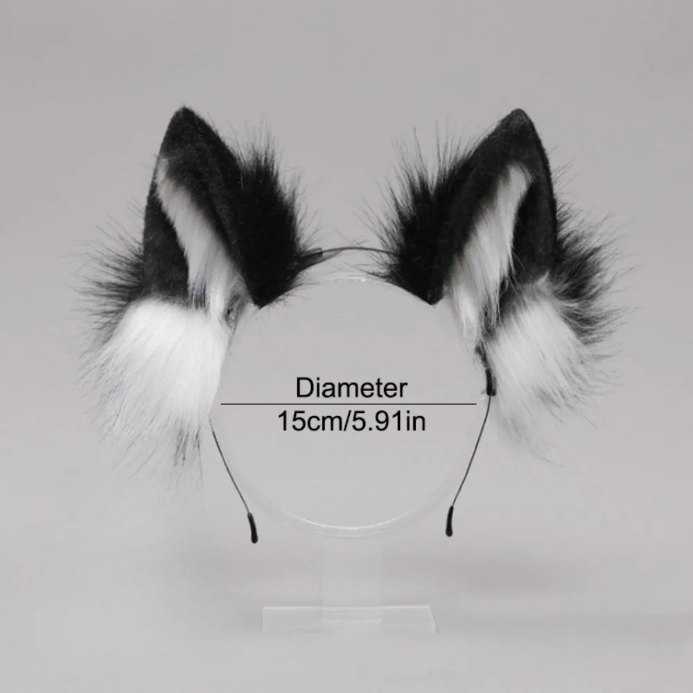Lolita Cat Ears Headband - Plush Fluffy Animal Ear Hair Hoop for Cosplay
