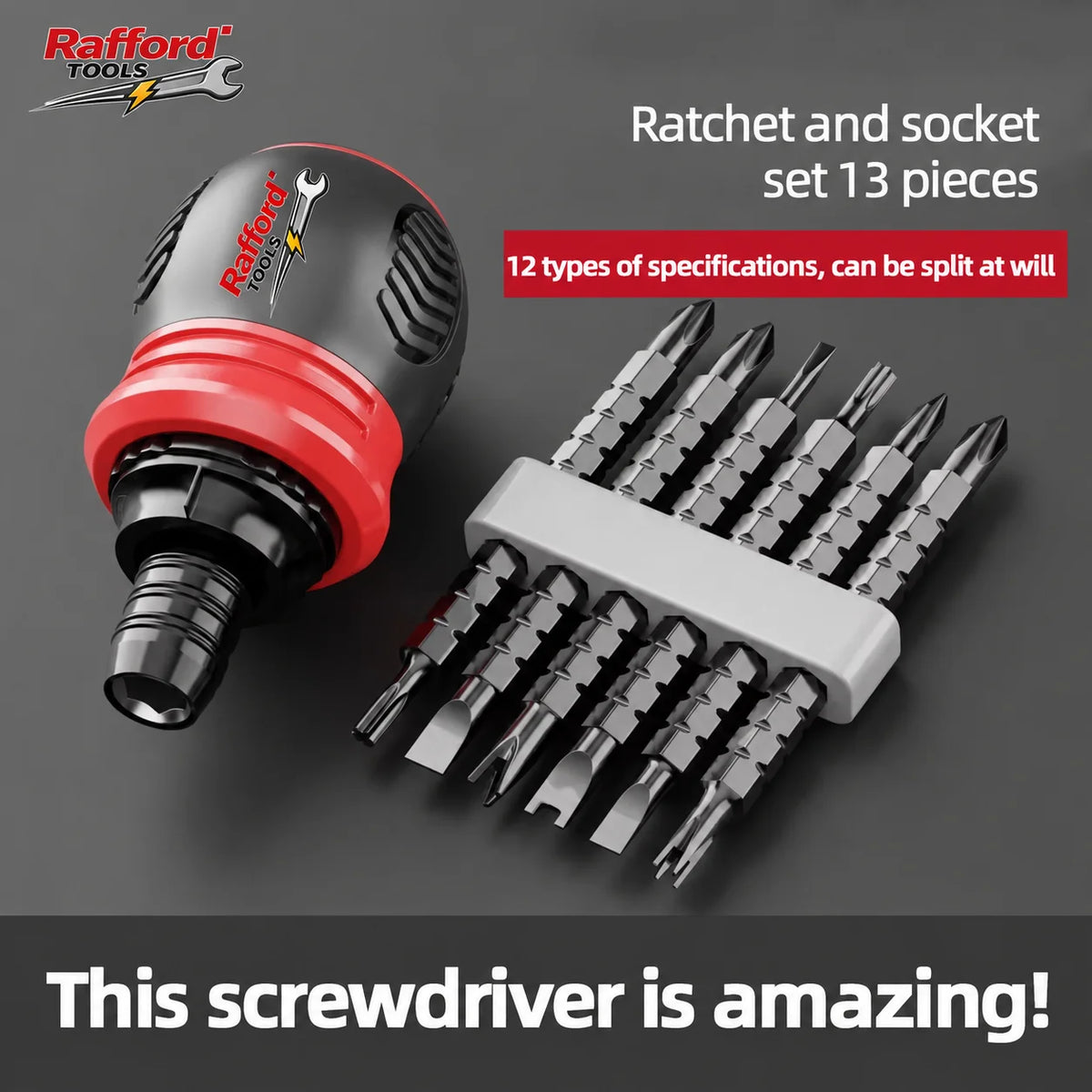 Rafford 13-in-1 Precision Ratchet Screwdriver Set CR-V Magnetic