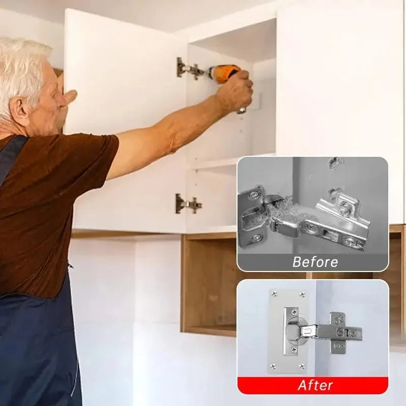 Cabinet Hinge Repair Plate Kit Door Mount Fix Hardware