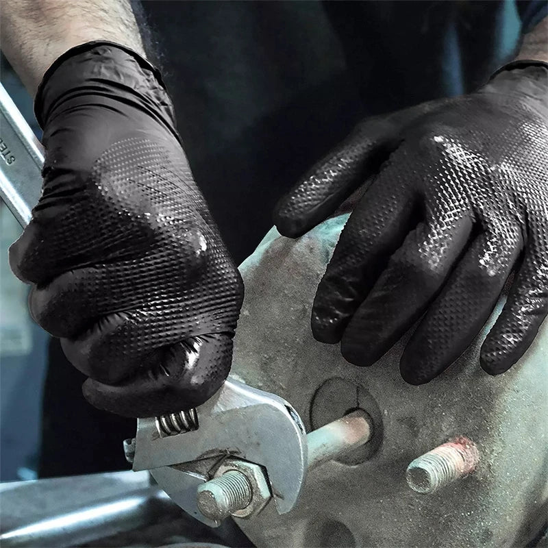 Black Nitrile Gloves 8 Mil – Heavy Duty Disposable Work Gloves, Latex-Free for Mechanics, Cleaning & DIY