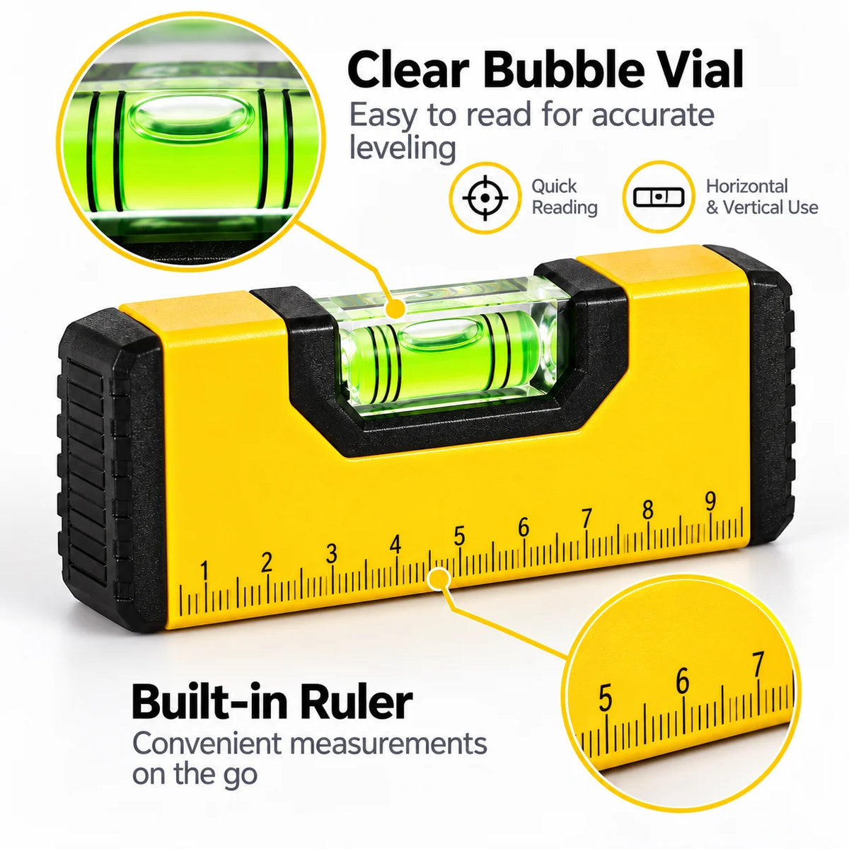 100mm Magnetic Pocket Spirit Level - Precision Aluminum Bubble Level for Woodworking