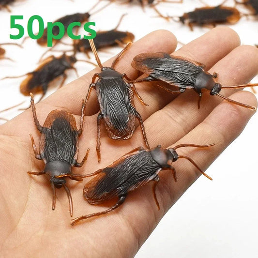 Halloween Plastic Cockroaches Prank Props - Rubber Bugs Joke Decoration Toy Gag Gift